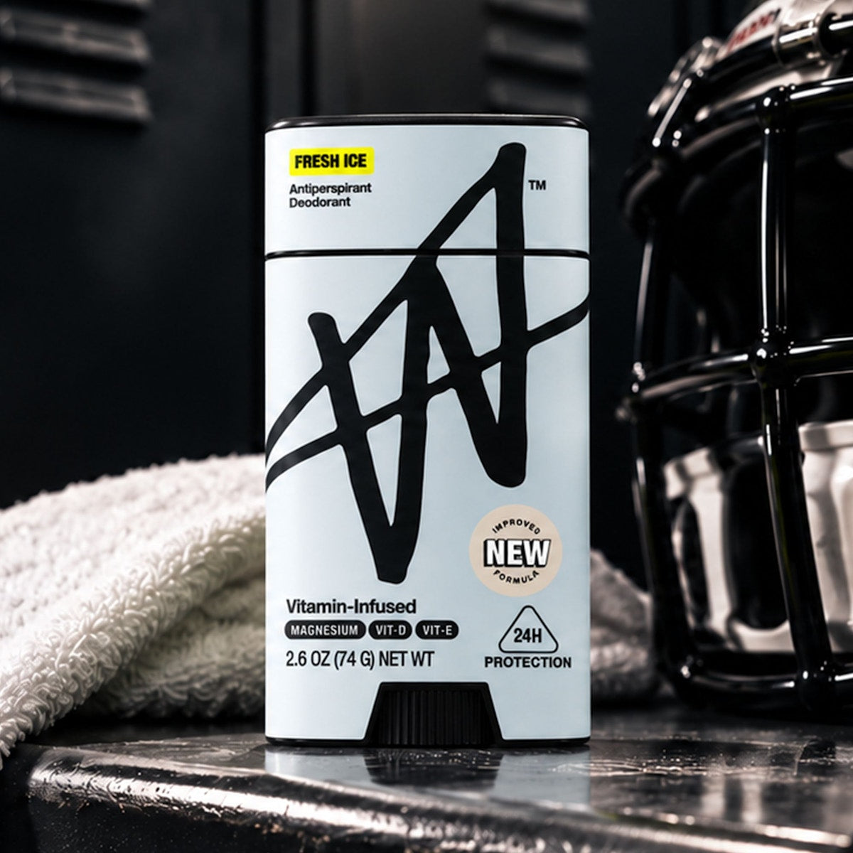 W Fresh Ice Antiperspirant Deodorant in a locker room