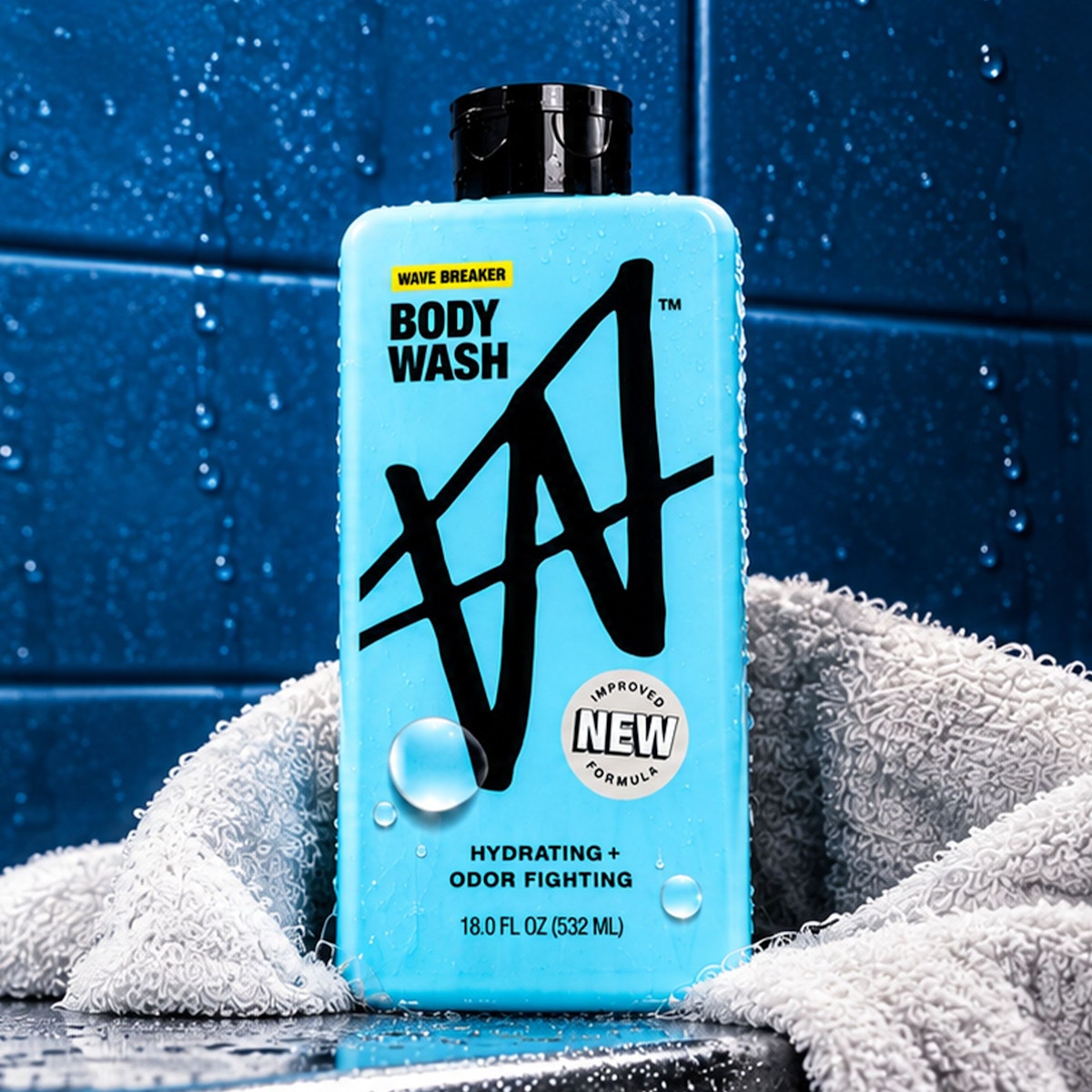 W Wave Breaker Hydrating Body Wash on a towel